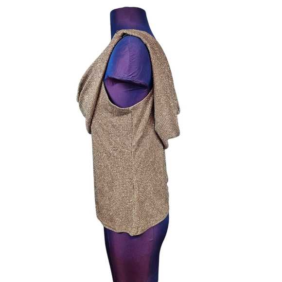 Vintage‎ Onyx Nite Gold Sparkly Cowl Neck Stretch Evening Blouse Size Large I27 - Picture 3 of 8